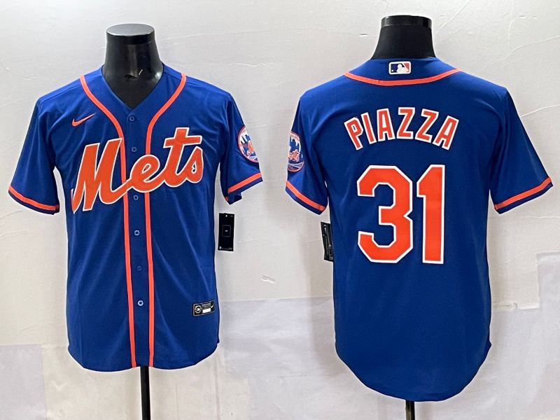 Men 2025 New York Mets 31 Piazza Blue Game Nike MLB Jersey style 05